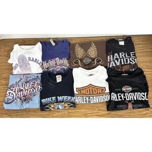 Harley Davidson Women’s Shirt Bundle Size S Graphic Logo Motorcycle Lot 8 Pieces